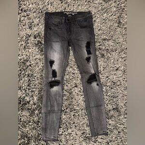 American Eagle Outfitters Charcoal and Black Distressed Skinny Jeans